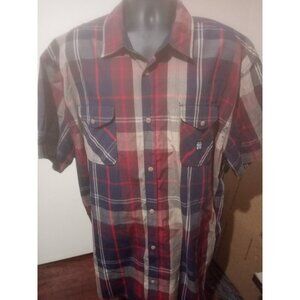 Parish Nation Mens Plaid Shirt Button Up Short Sleeve Size 5XL Multicolor